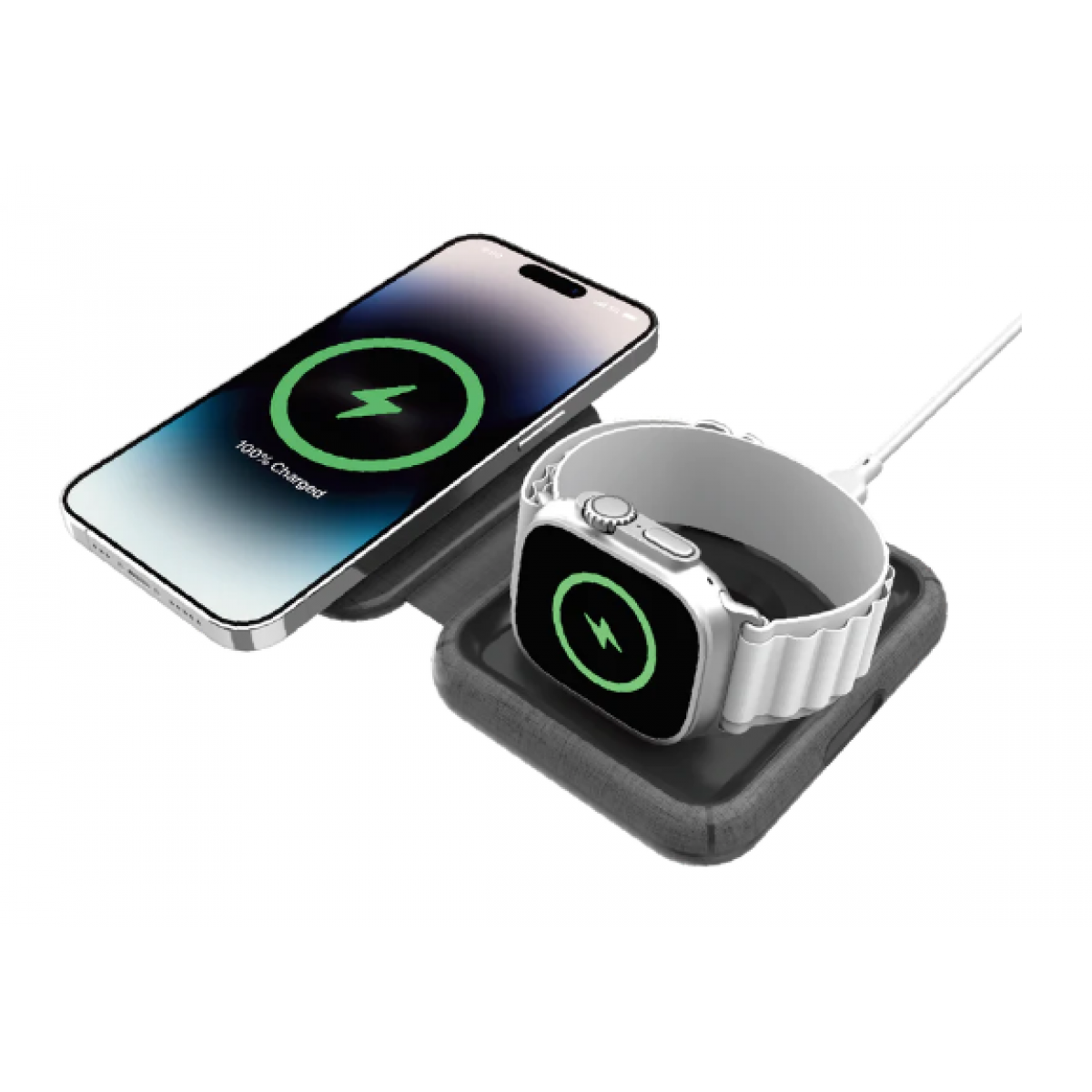 Momax Q.Mag Go 折疊MageSafe二合一無線充電器 (灰色)